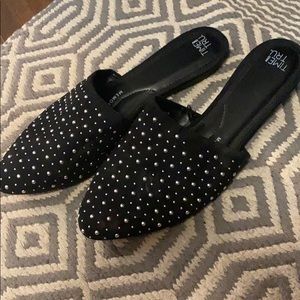Black stud mules